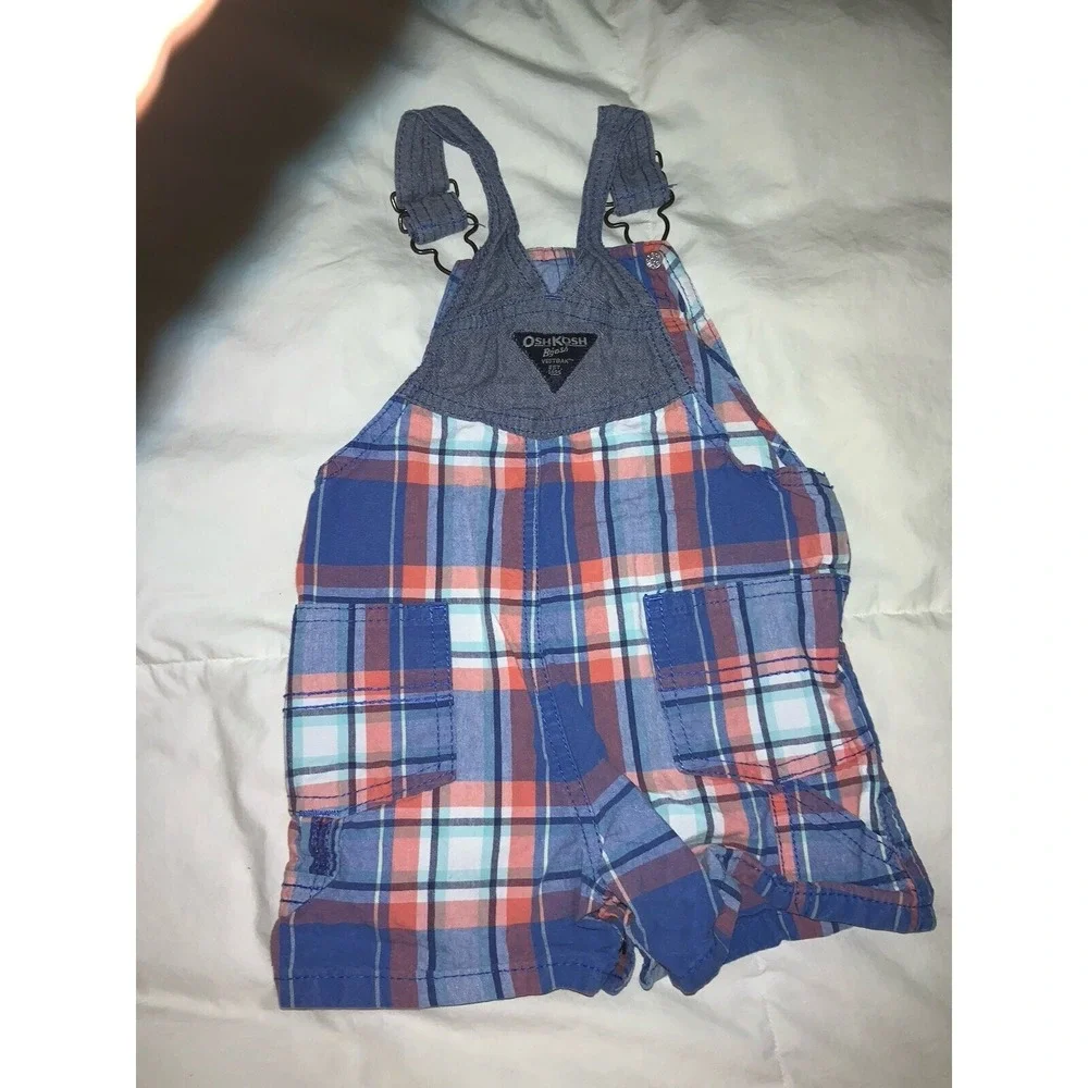 Osh Kosh‎ B'Gosh VNTG Sz 12M Bib Overalls Shorts Lot Of 2